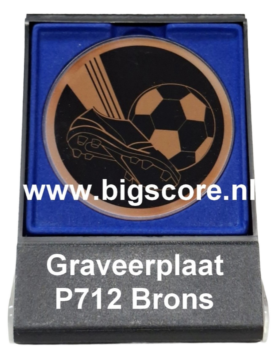 Voetbal Acryl in medailledoosje Blauw-Zwart G/Z/B